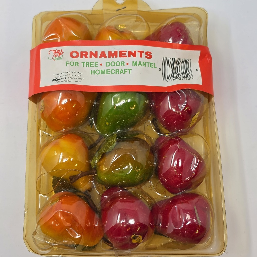 Vintage Kmart Trim A Tree Pear & Apple Christmas Tree Ornaments ~ 4 Boxes - Picture 6 of 16